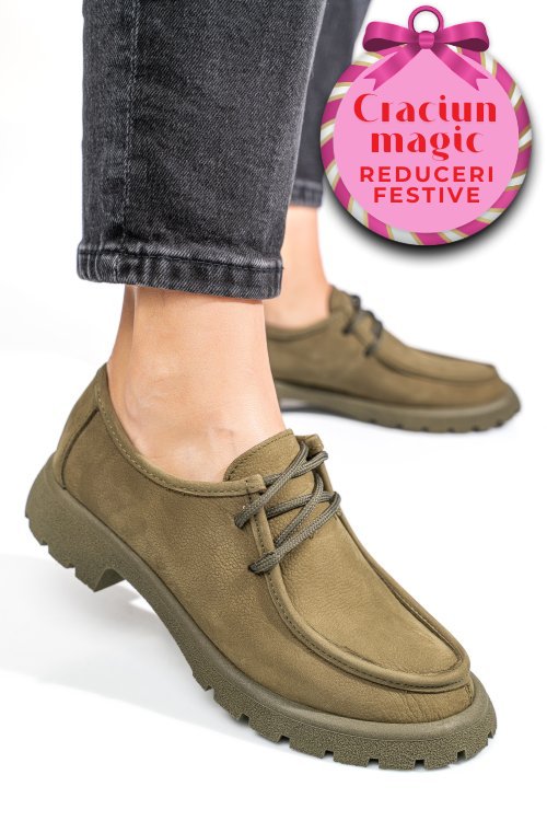 Mocasini khaki piele naturala nabuk 4s77247