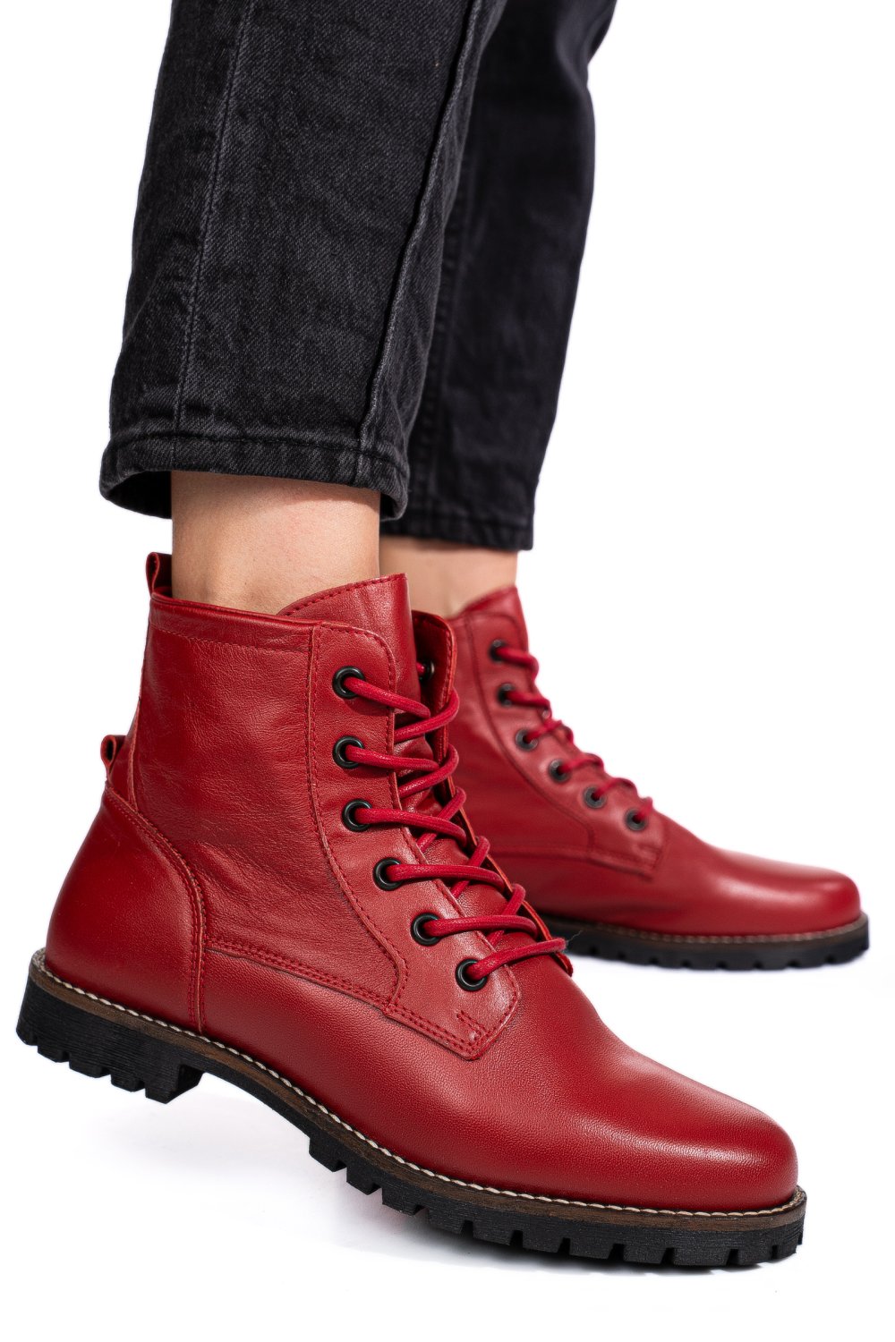 GHETE ROSII PIELE NATURALA 53130006