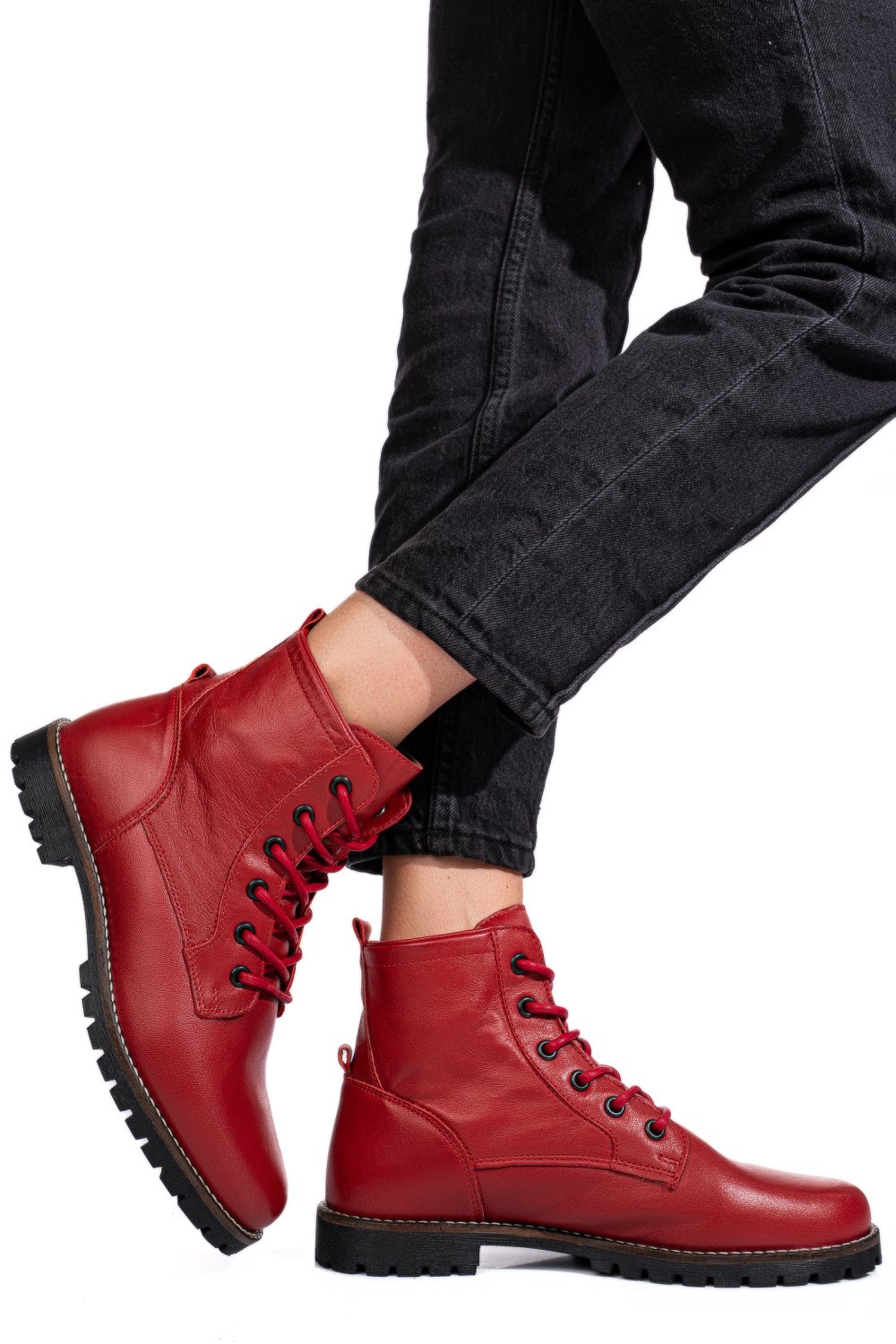 GHETE ROSII PIELE NATURALA 53130006