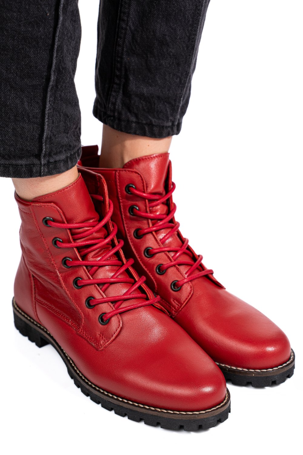 GHETE ROSII PIELE NATURALA 53130006