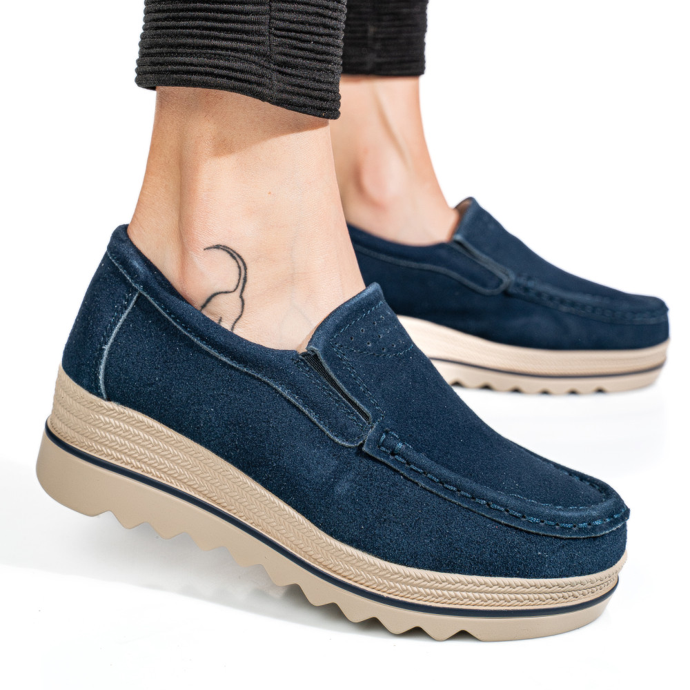 MOCASINI ALBASTRI PIELE NATURALA INTOARSA MSPM222