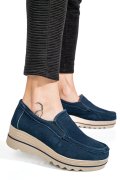 MOCASINI ALBASTRI PIELE NATURALA INTOARSA MSPM222