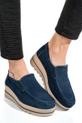 MOCASINI ALBASTRI PIELE NATURALA INTOARSA MSPM222