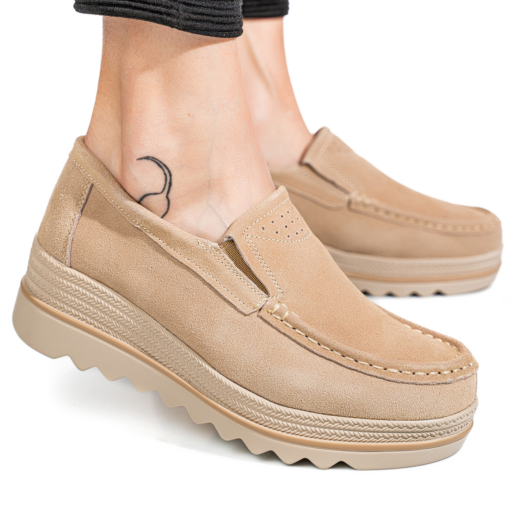 MOCASINI KHAKI PIELE NATURALA INTOARSA MSPM222