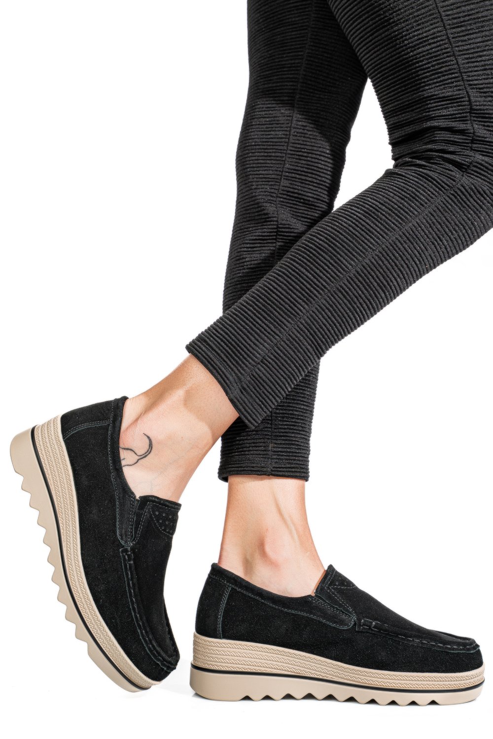 MOCASINI NEGRI PIELE NATURALA INTOARSA MSPM223