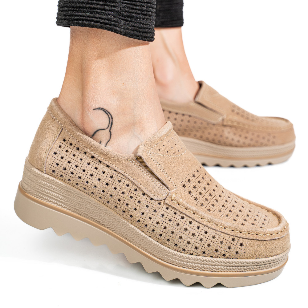 MOCASINI KHAKI PIELE NATURALA INTOARSA MSPM223