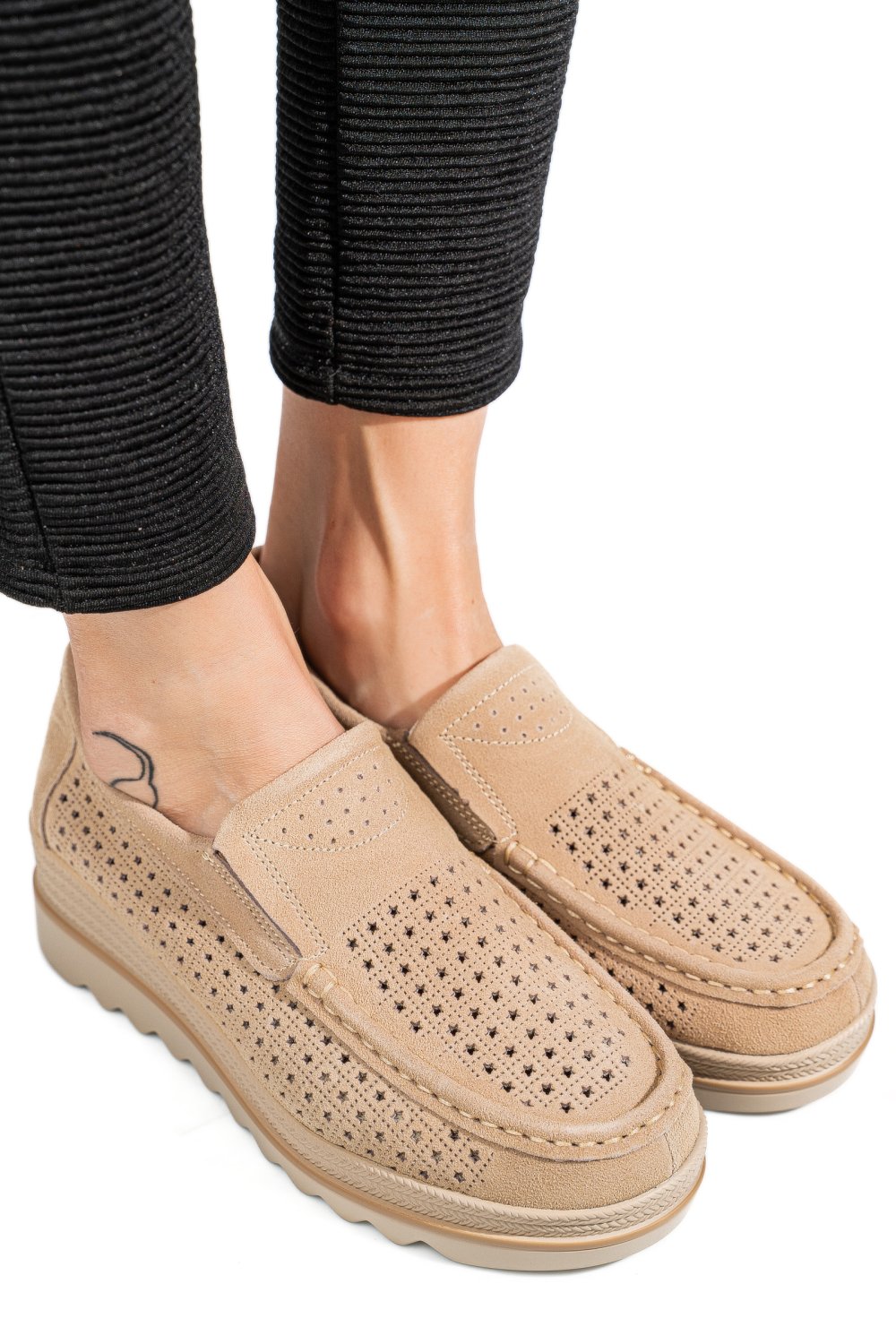 MOCASINI KHAKI PIELE NATURALA INTOARSA MSPM223