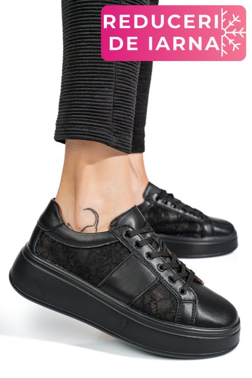 Pantofi sport black piele naturala fsp001-848