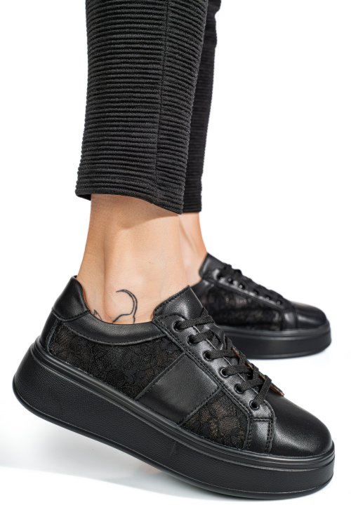 Pantofi sport black piele naturala fsp001-848