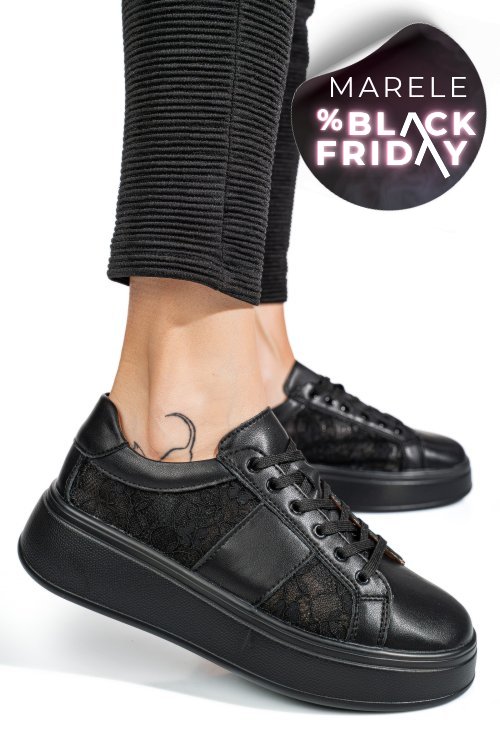 Pantofi sport black piele naturala fsp001-848