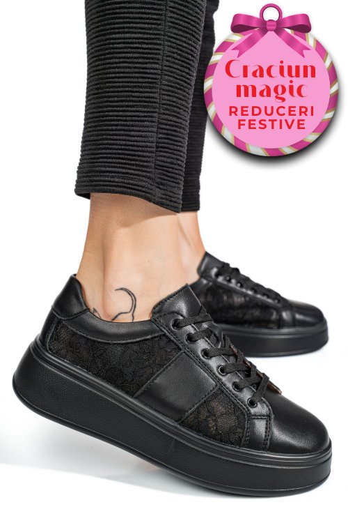 Pantofi sport black piele naturala fsp001-848