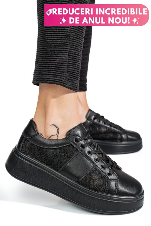 Pantofi sport black piele naturala fsp001-848