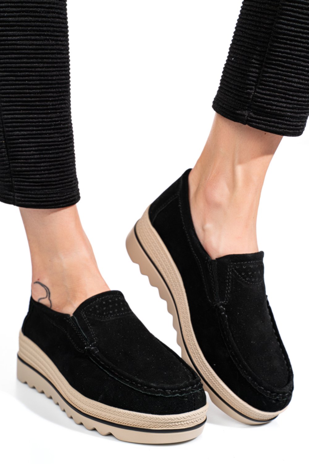 MOCASINI NEGRI PIELE NATURALA INTOARSA MSPM222