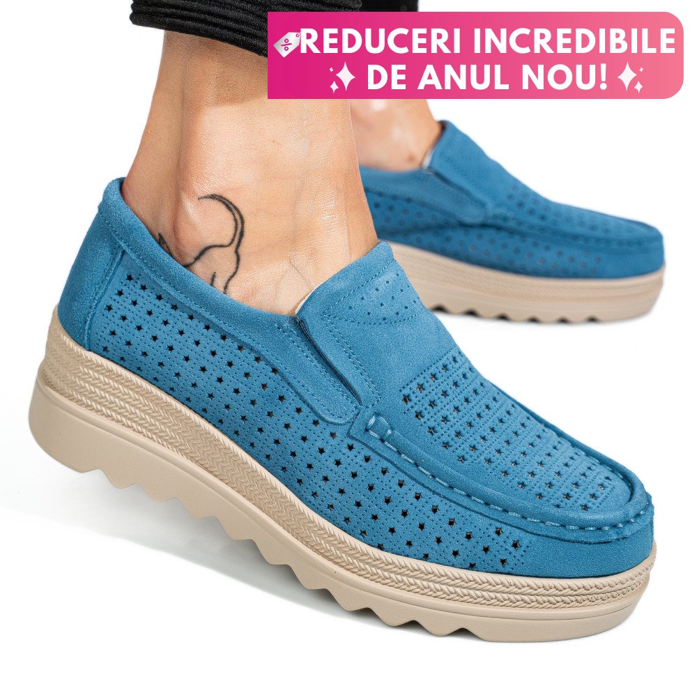 MOCASINI ALBASTRI PIELE NATURALA INTOARSA MSPM223