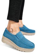 MOCASINI ALBASTRI PIELE NATURALA INTOARSA MSPM223