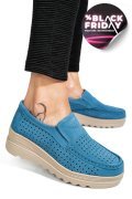 MOCASINI ALBASTRI PIELE NATURALA INTOARSA MSPM223