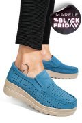 MOCASINI ALBASTRI PIELE NATURALA INTOARSA MSPM223