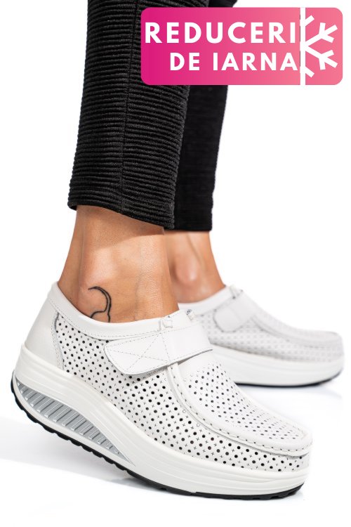 Mocasini white piele naturala pspl-2075