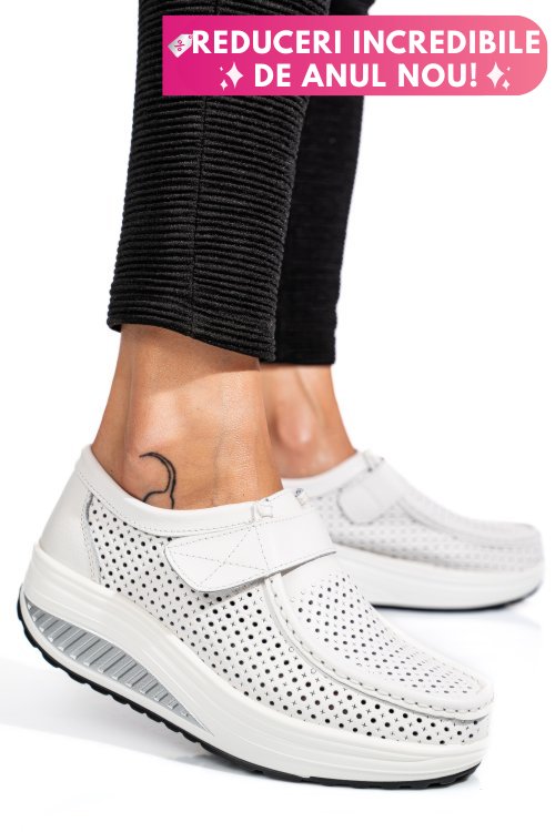 Mocasini white piele naturala pspl-2075