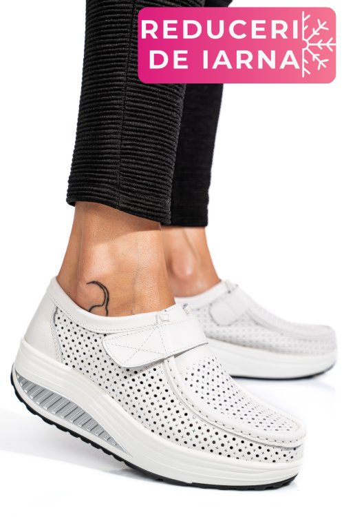 Mocasini white piele naturala pspl-2075