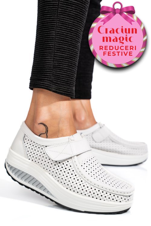 Mocasini white piele naturala pspl-2075