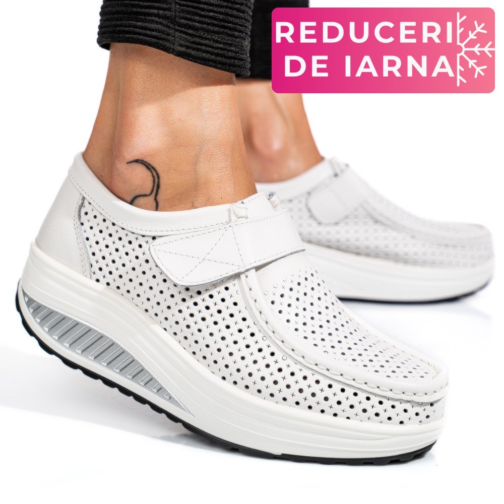 MOCASINI WHITE PIELE NATURALA PSPL-2075