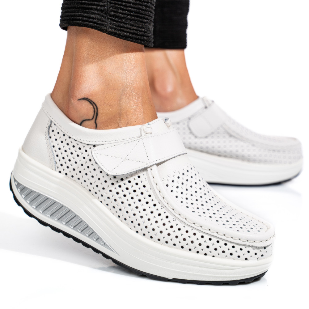 MOCASINI WHITE PIELE NATURALA PSPL-2075