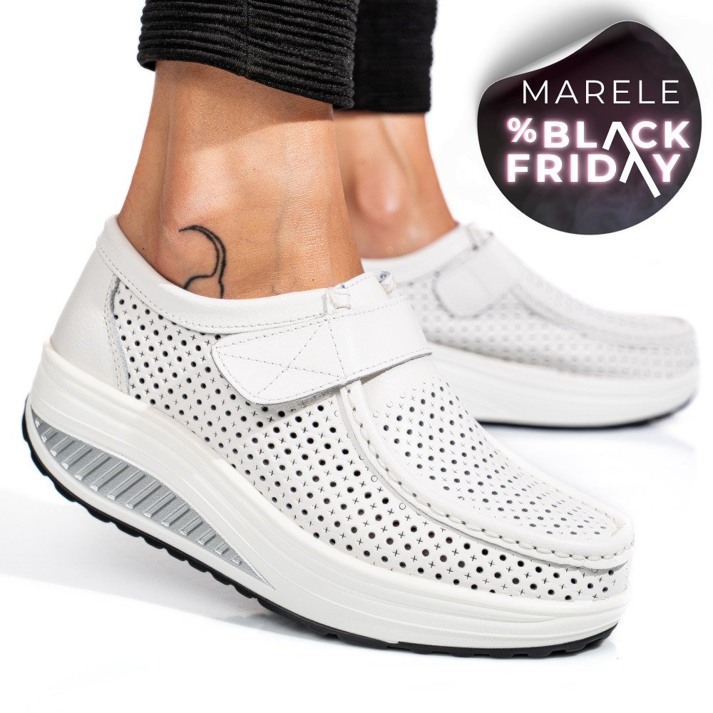 MOCASINI WHITE PIELE NATURALA PSPL-2075