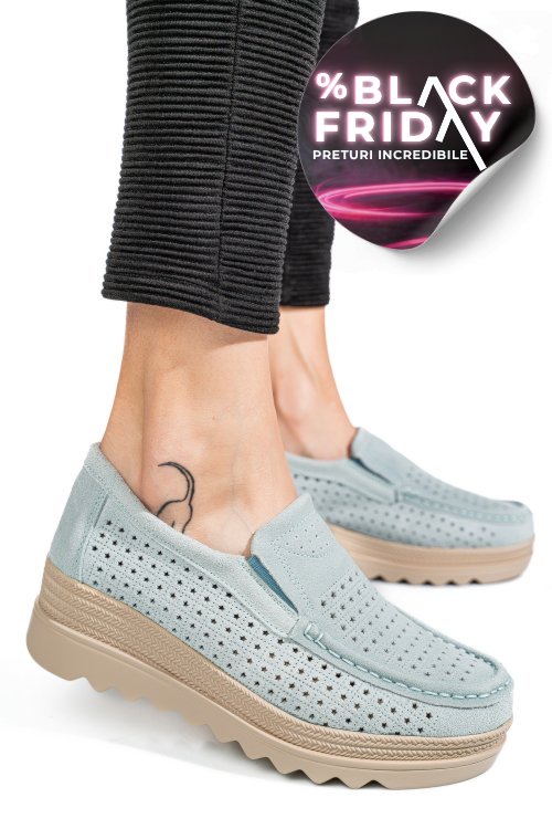 Mocasini gri piele naturala intoarsa mspm223