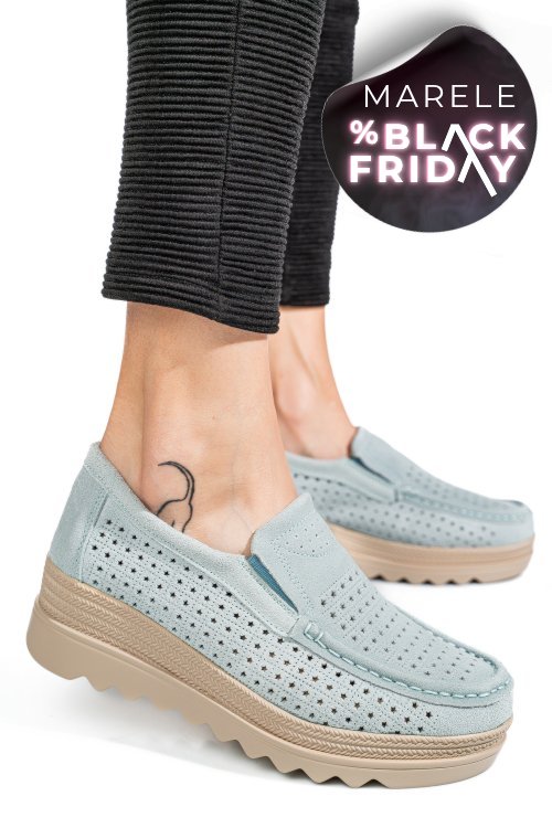 Mocasini gri piele naturala intoarsa mspm223