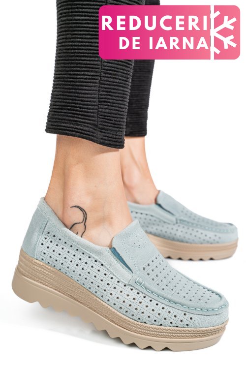 Mocasini gri piele naturala intoarsa mspm223