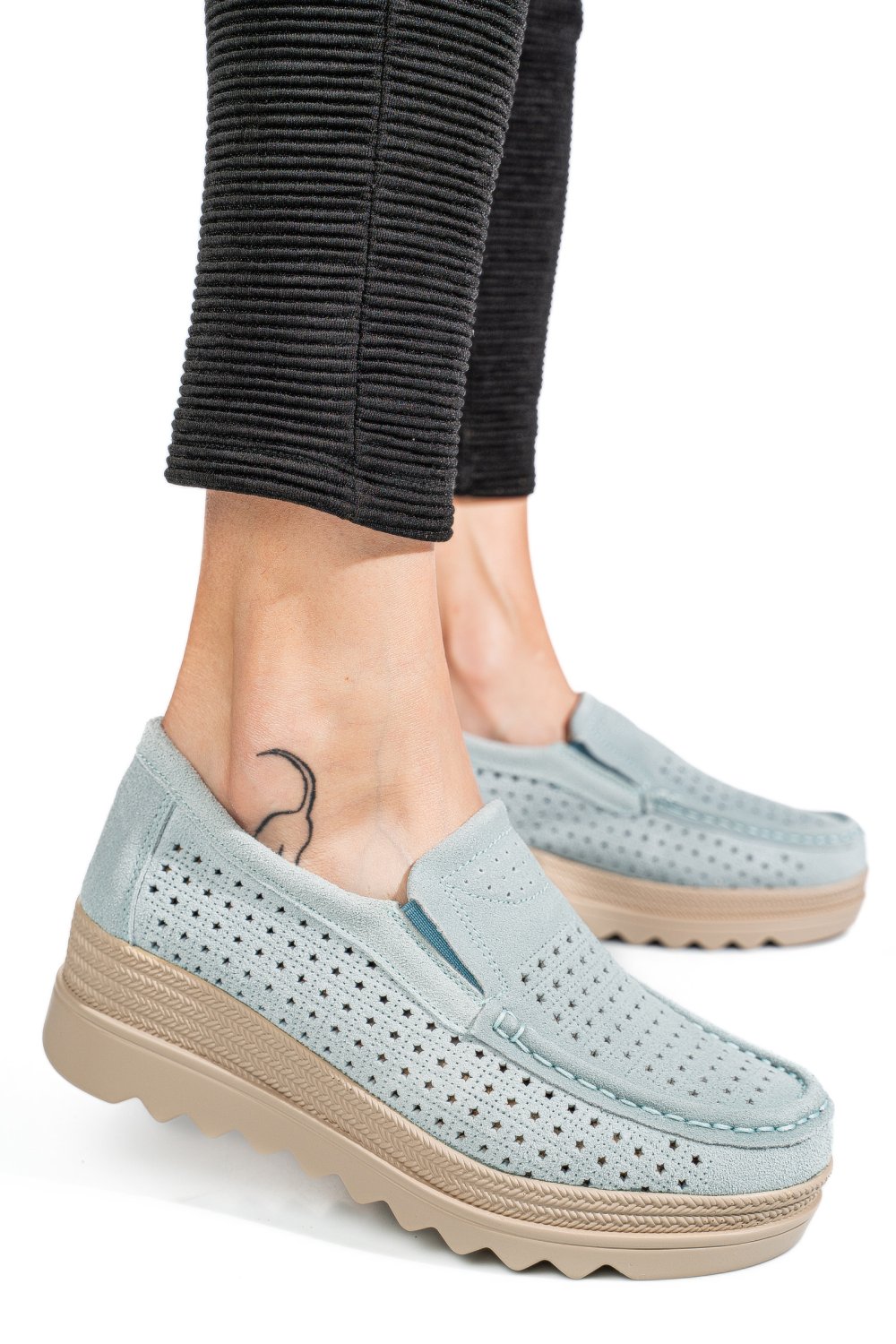 MOCASINI GRI PIELE NATURALA INTOARSA MSPM223