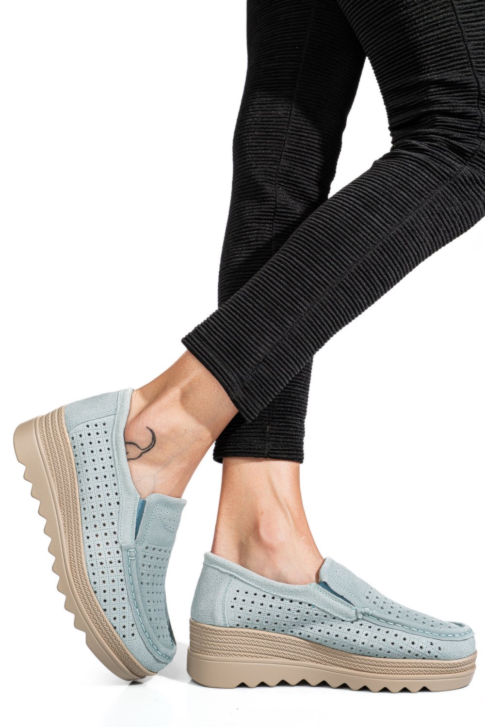MOCASINI GRI PIELE NATURALA INTOARSA MSPM223