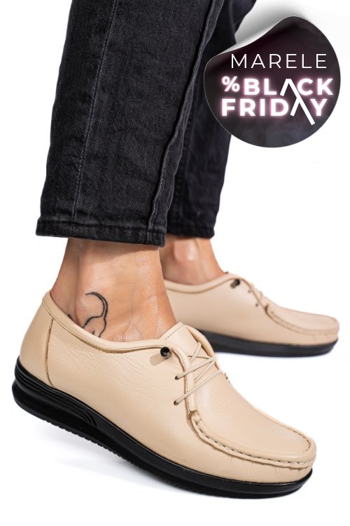 Mocasini bej piele naturala 3pc03