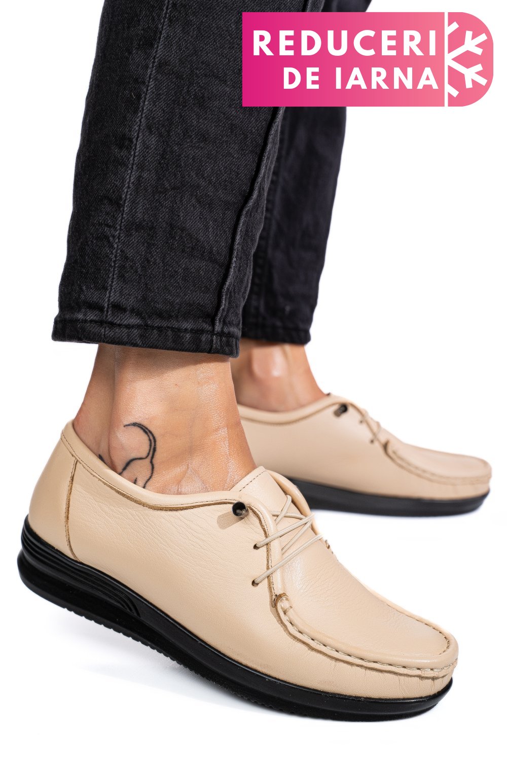 MOCASINI BEJ PIELE NATURALA 3PC03