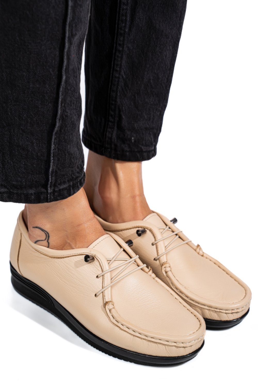 MOCASINI BEJ PIELE NATURALA 3PC03