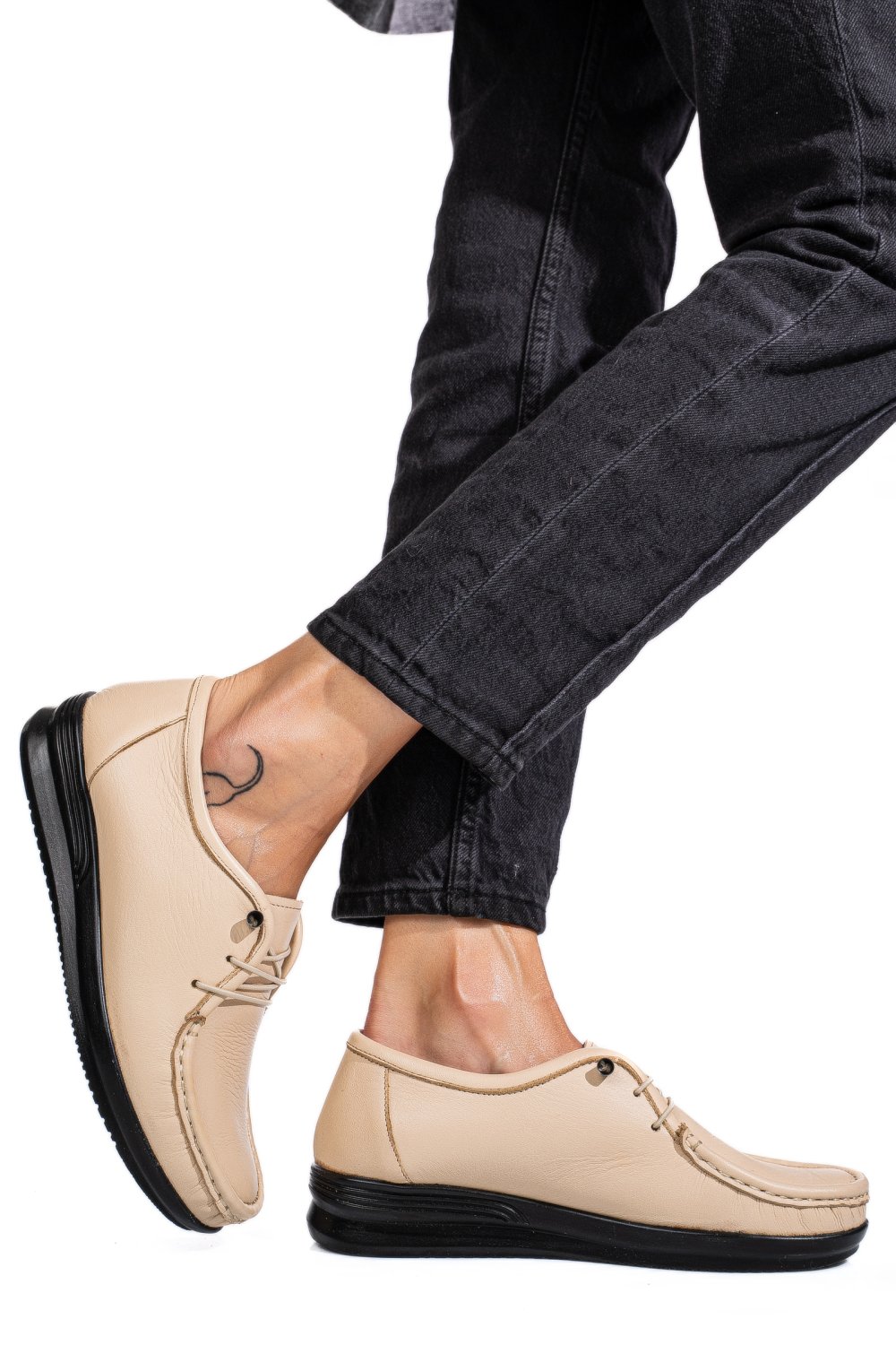 MOCASINI BEJ PIELE NATURALA 3PC03