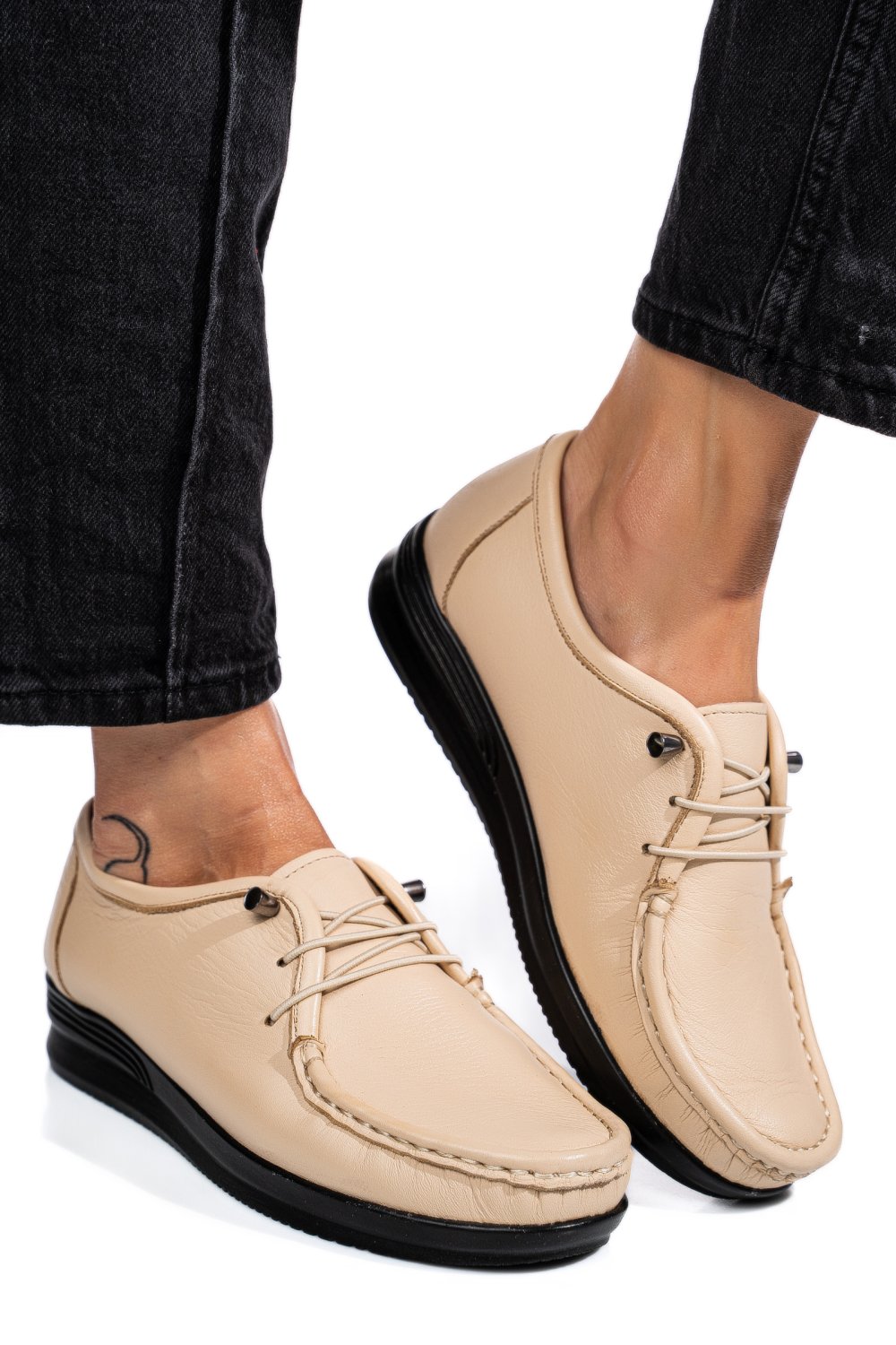 MOCASINI BEJ PIELE NATURALA 3PC03