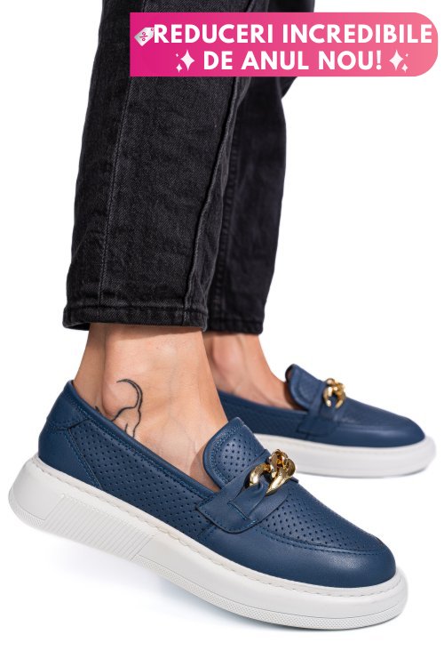 Mocasini albastri piele naturala 4pc09mm