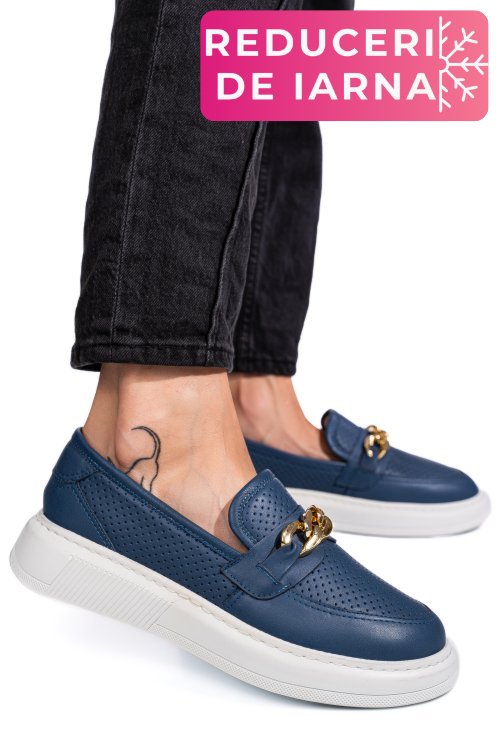 Mocasini albastri piele naturala 4pc09mm