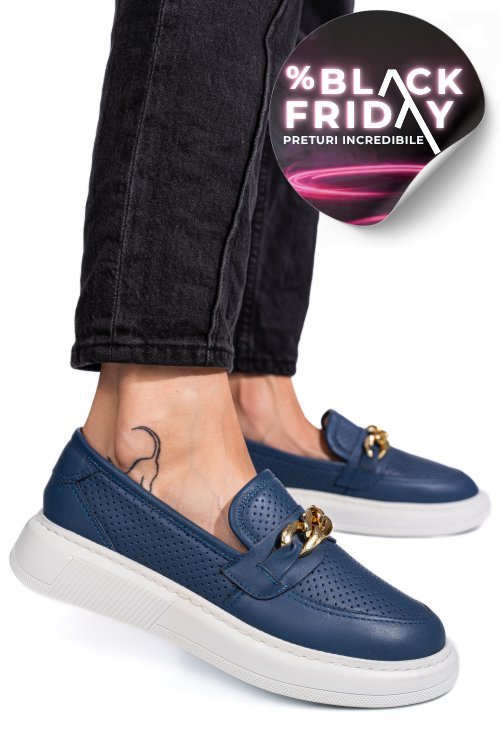 Mocasini albastri piele naturala 4pc09mm