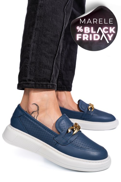 Mocasini albastri piele naturala 4pc09mm