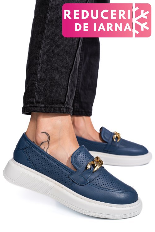 Mocasini albastri piele naturala 4pc09mm