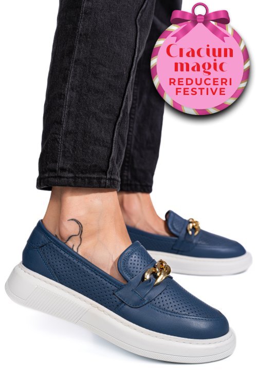 Mocasini albastri piele naturala 4pc09mm