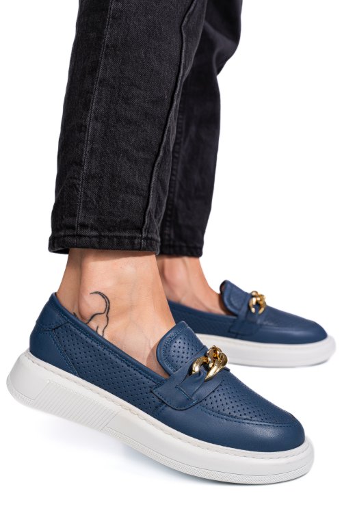 Mocasini albastri piele naturala 4pc09mm