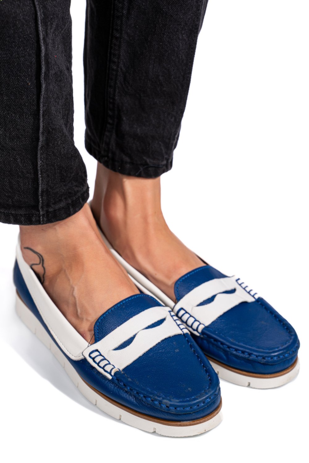 MOCASINI ALBASTRI PIELE NATURALA AKA33202