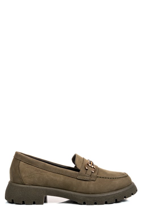 Mocasini khaki piele naturala nabuk 4s77258