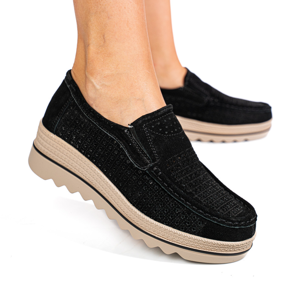 MOCASINI NEGRI PIELE NATURALA INTOARSA MSPM223