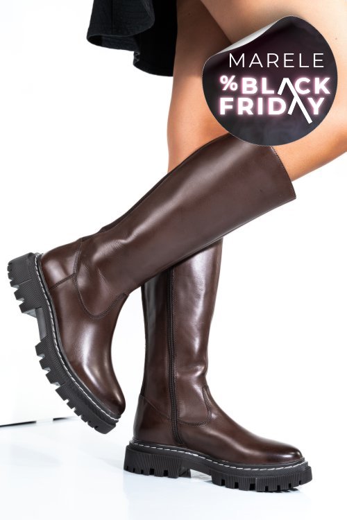 Cizme dama piele naturala maro inchis bs77b063207