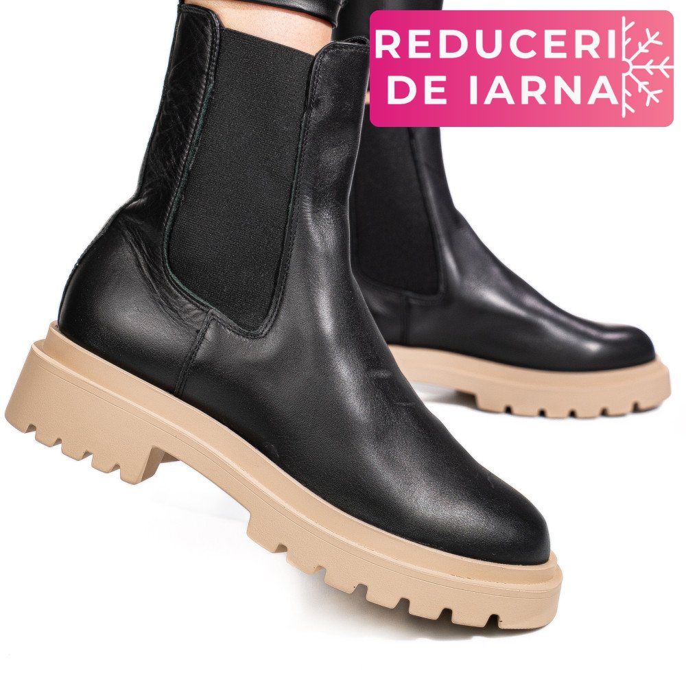 GHETE NEGRE PIELE NATURALA 52132465